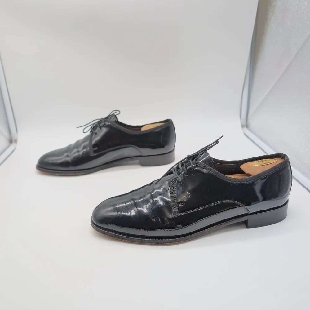 Black sz 10.5  Patent Leather Oxford Shoes By Pronto Uomo Firenze